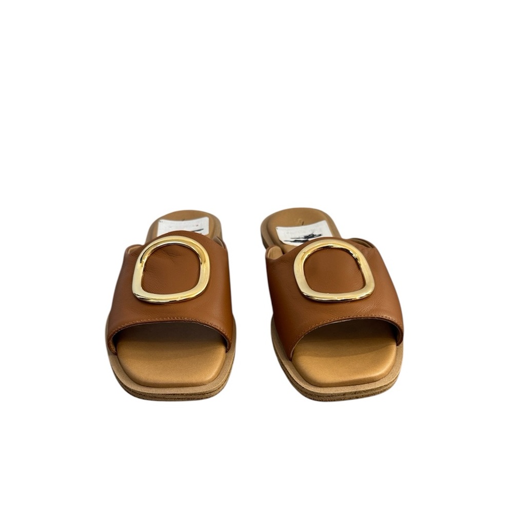 NWT Seychelles End Of Time Slide leather tan brown comfy casual Sandals size 7 - Picture 2 of 5